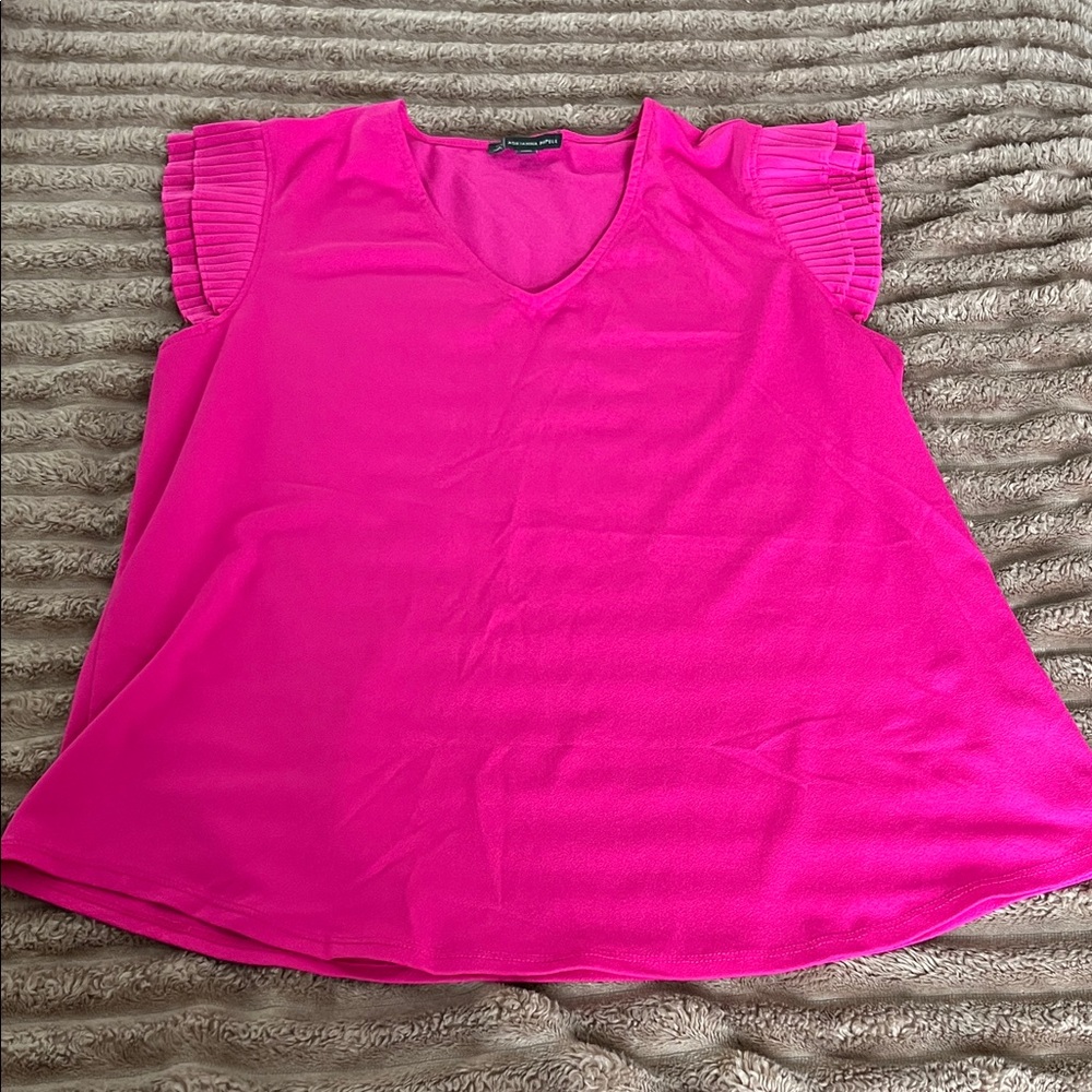 Adrianna Papell Fuchsia Blouse with Pleated Sleeves
